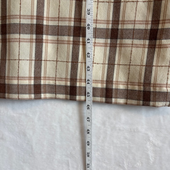 Sezane womens cream brown mock neck wool blend Plaid Long Sleeve Dress size 34 - Picture 6 of 14